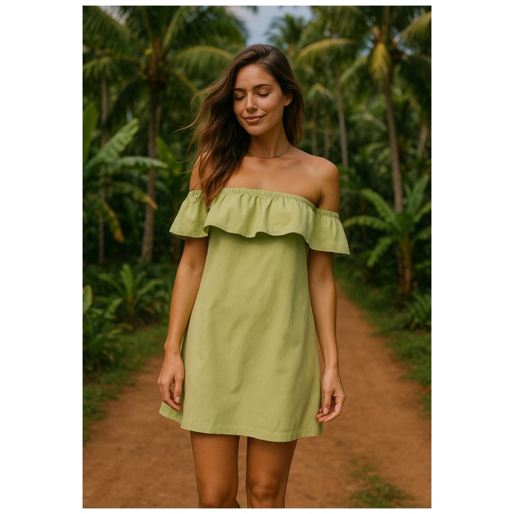 Lulus Pistachio Green Off Shoulder Ruffle Mini Dress XS Summer Casual NWT Cute